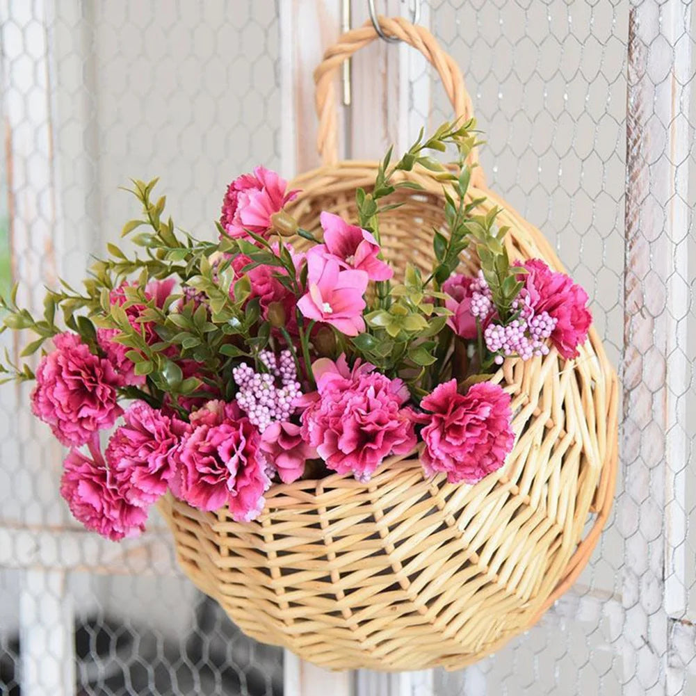 Handmade Woven Rattan Flower Hanging Basket For Decor