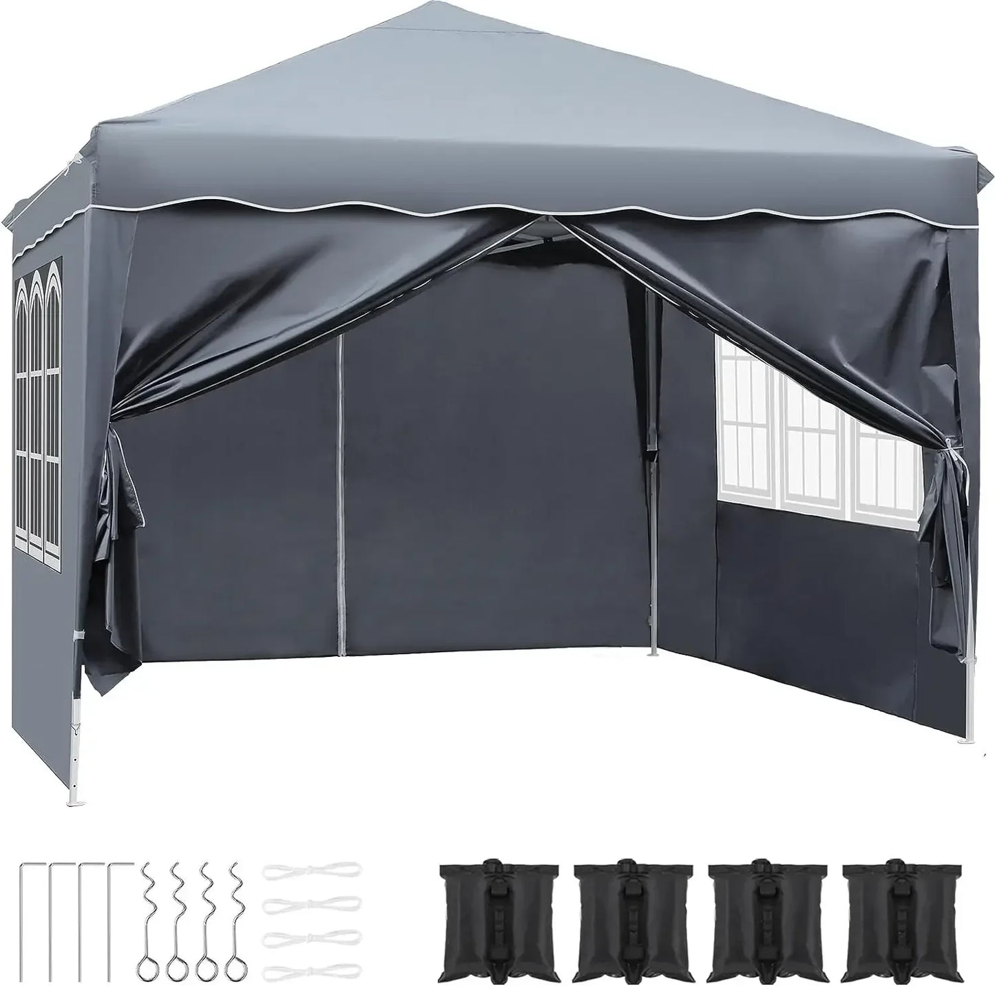Sunshade Gazebo Portable Outdoor Rainproof Tent 3x3m Steel Frame