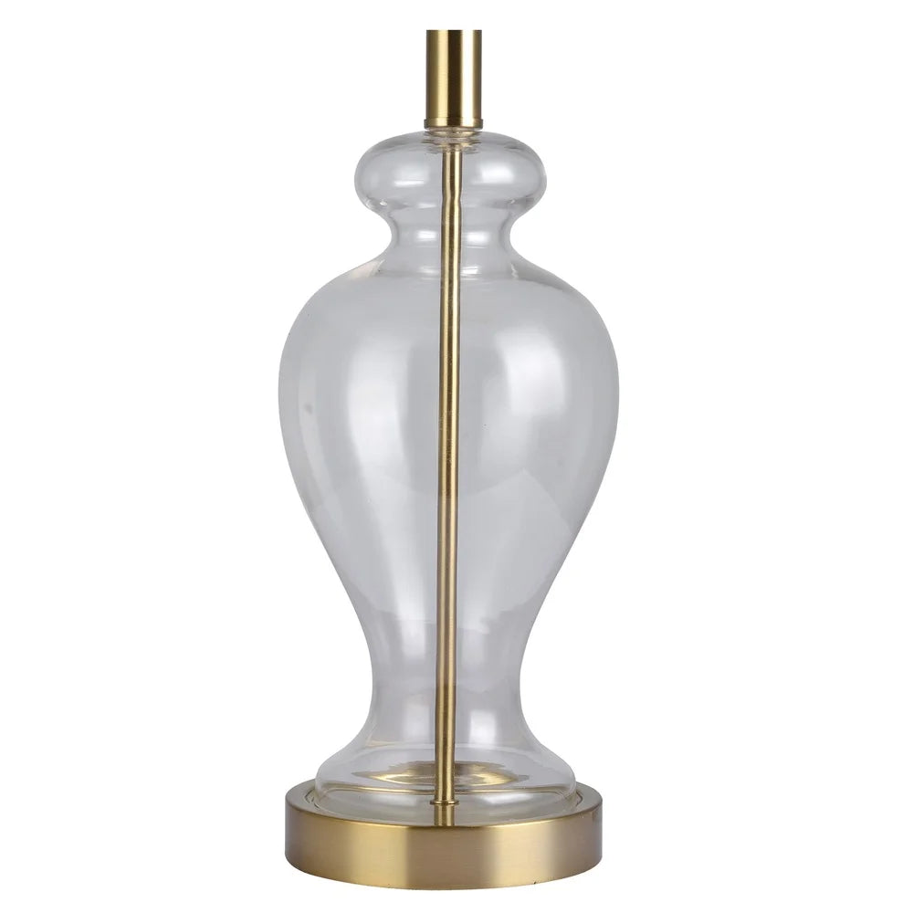 Brass Glass Table Lamp Base 18 Inch E26 White Glass Brushed Nickel Finish Gold Frame