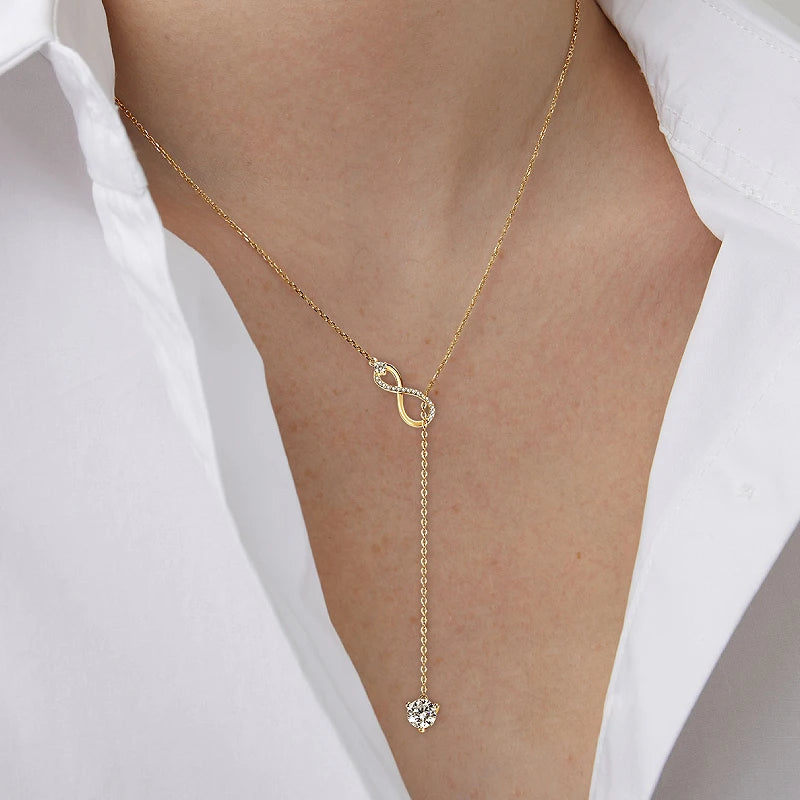 Elegant Silver Infinity Necklace for Women with Moissanite