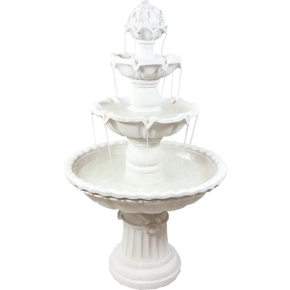 52 Inch High 3 Story Outdoor Fountain Weather Resistant Fiberglass Garden Decor