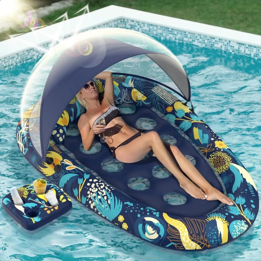 Pool Floats With Canopy And Cup Holder For Adults
