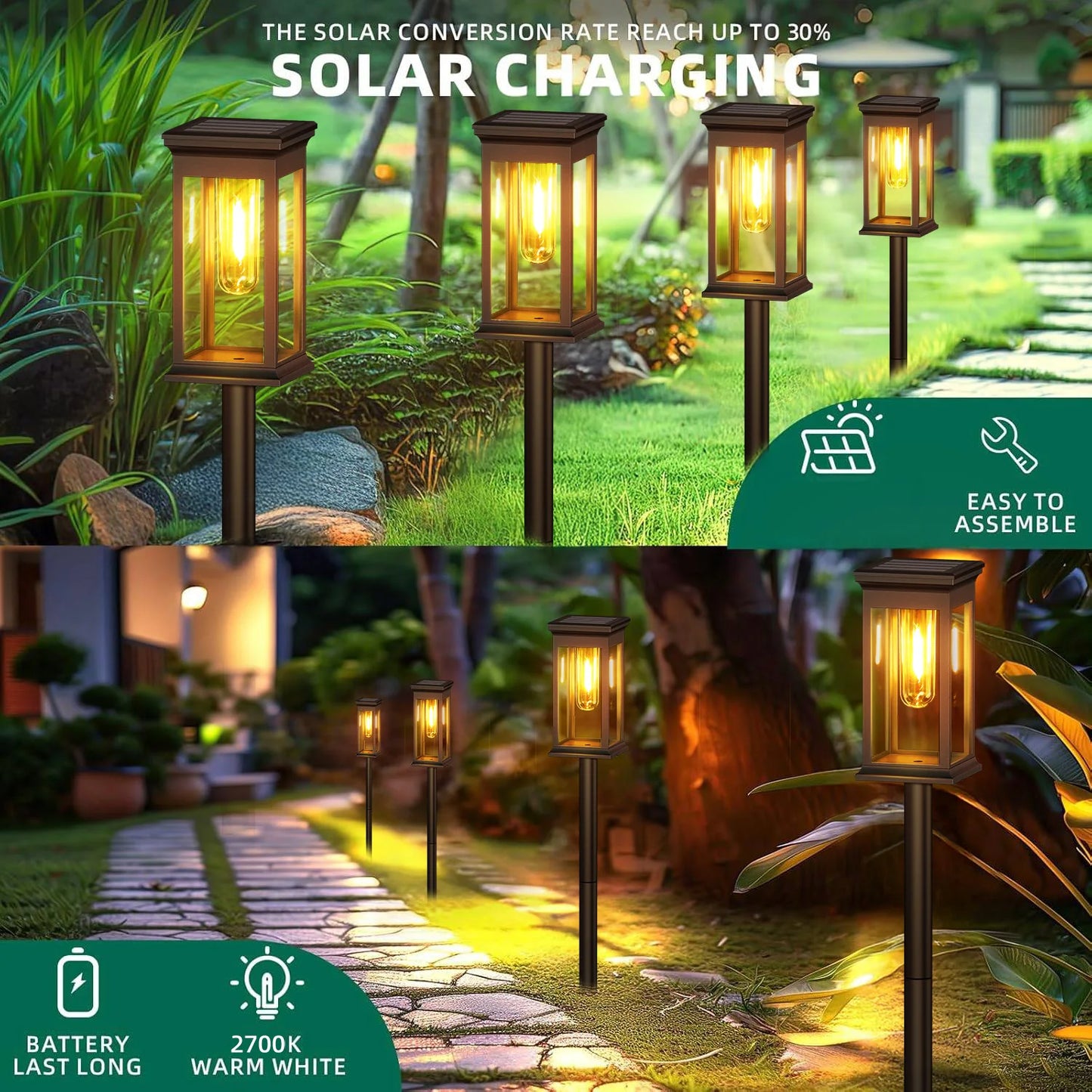 Upgraded Solar Lights 2 6 12 Pack Modern Style LED Outdoor Lighting