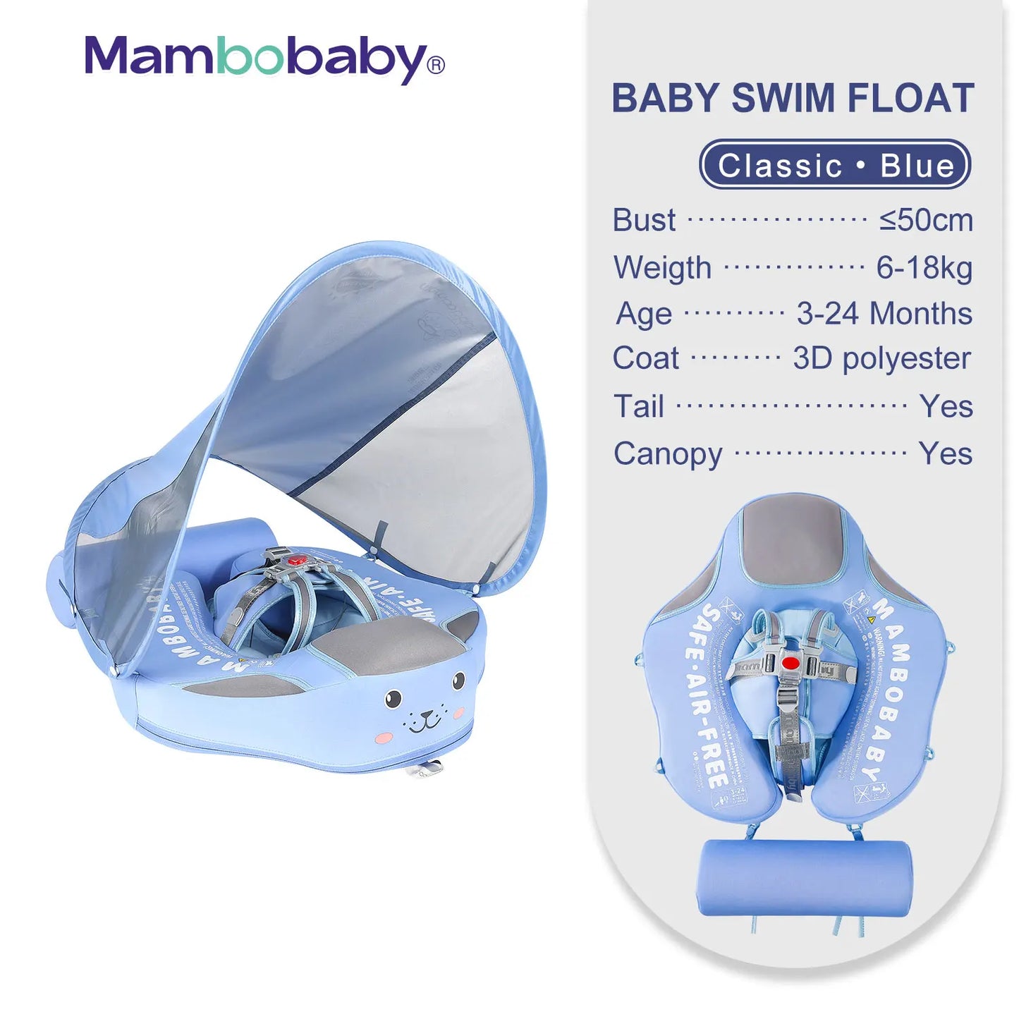 Baby Float With Sunshade Canopy For Infants Aged 0 To 3 Years CE Certified Swimming Aid
