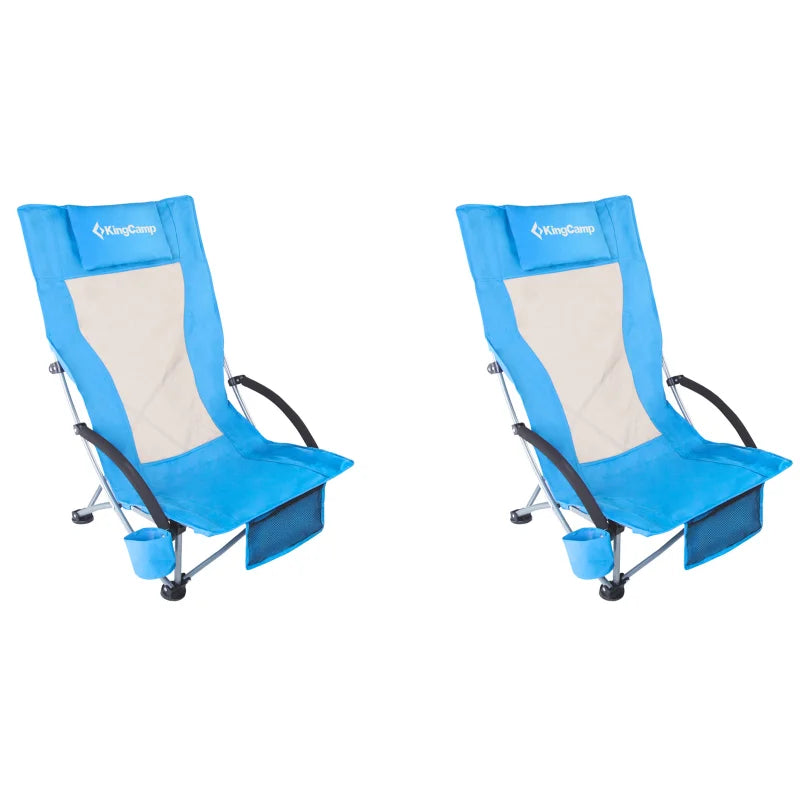High Back Beach Chair with Carbon Steel Frame and Foldable Netting Design