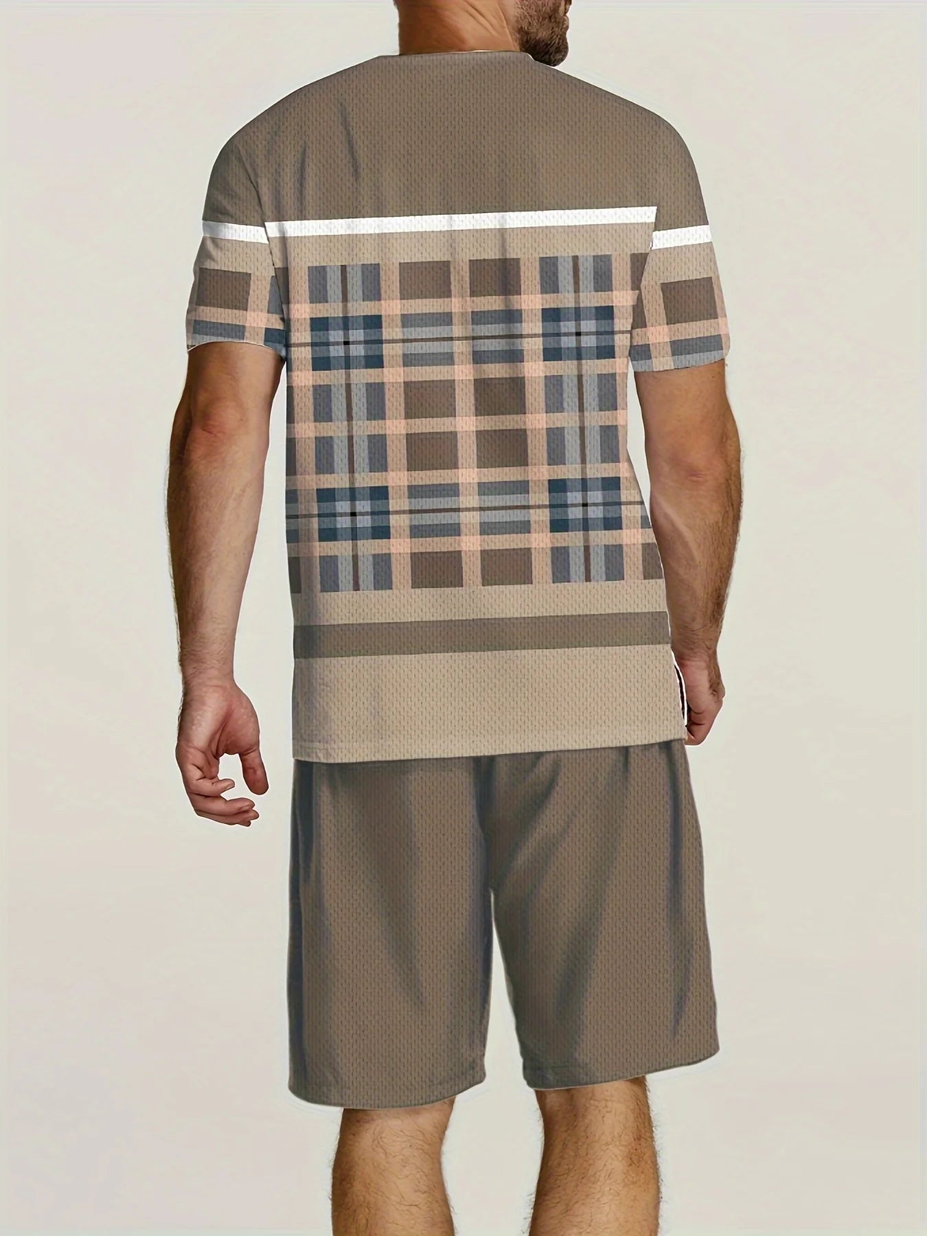 Men's Shirt, Short-Sleeved Shorts Two-Piece Suit Set