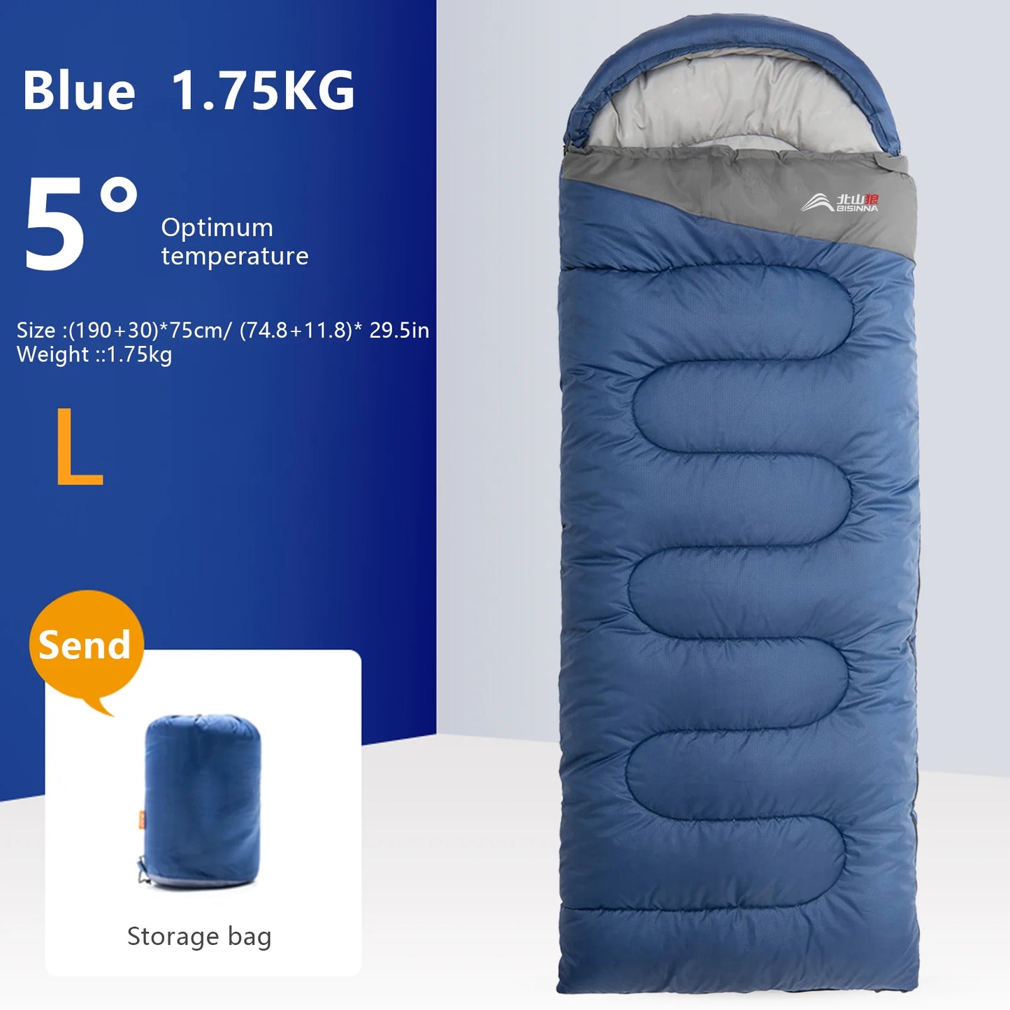 Camping Sleeping Bag Waterproof Adult Cotton Terylene Winter Splic 5 to 0 Degrees