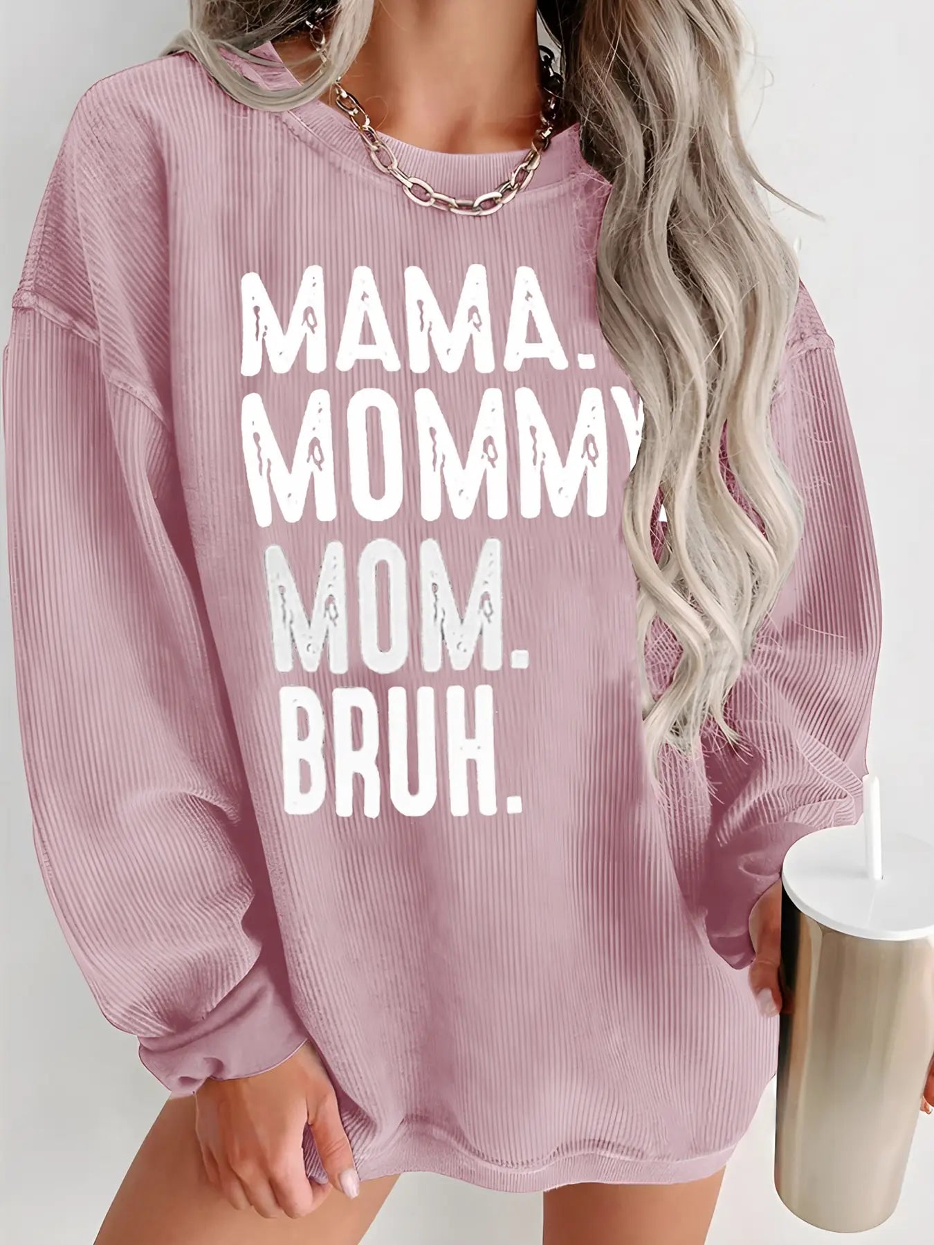 Long Sleeved Round Neck Casual Hoodie for Women in Polyester Blend