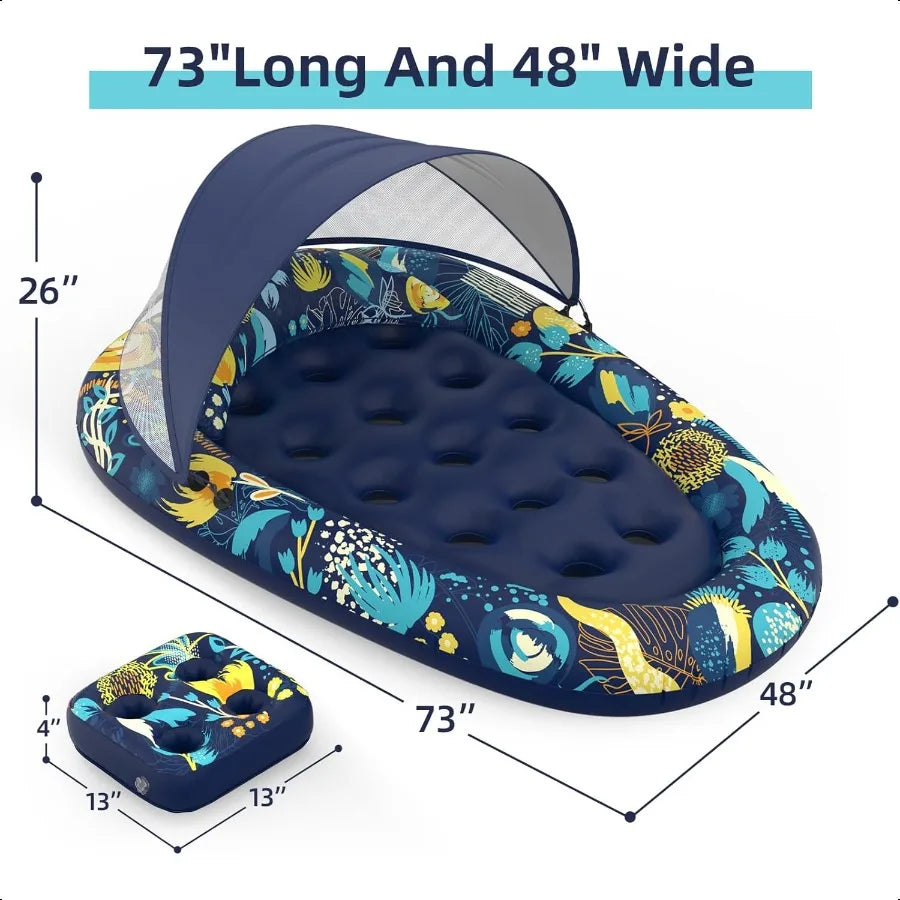 Pool Floats With Canopy And Cup Holder For Adults
