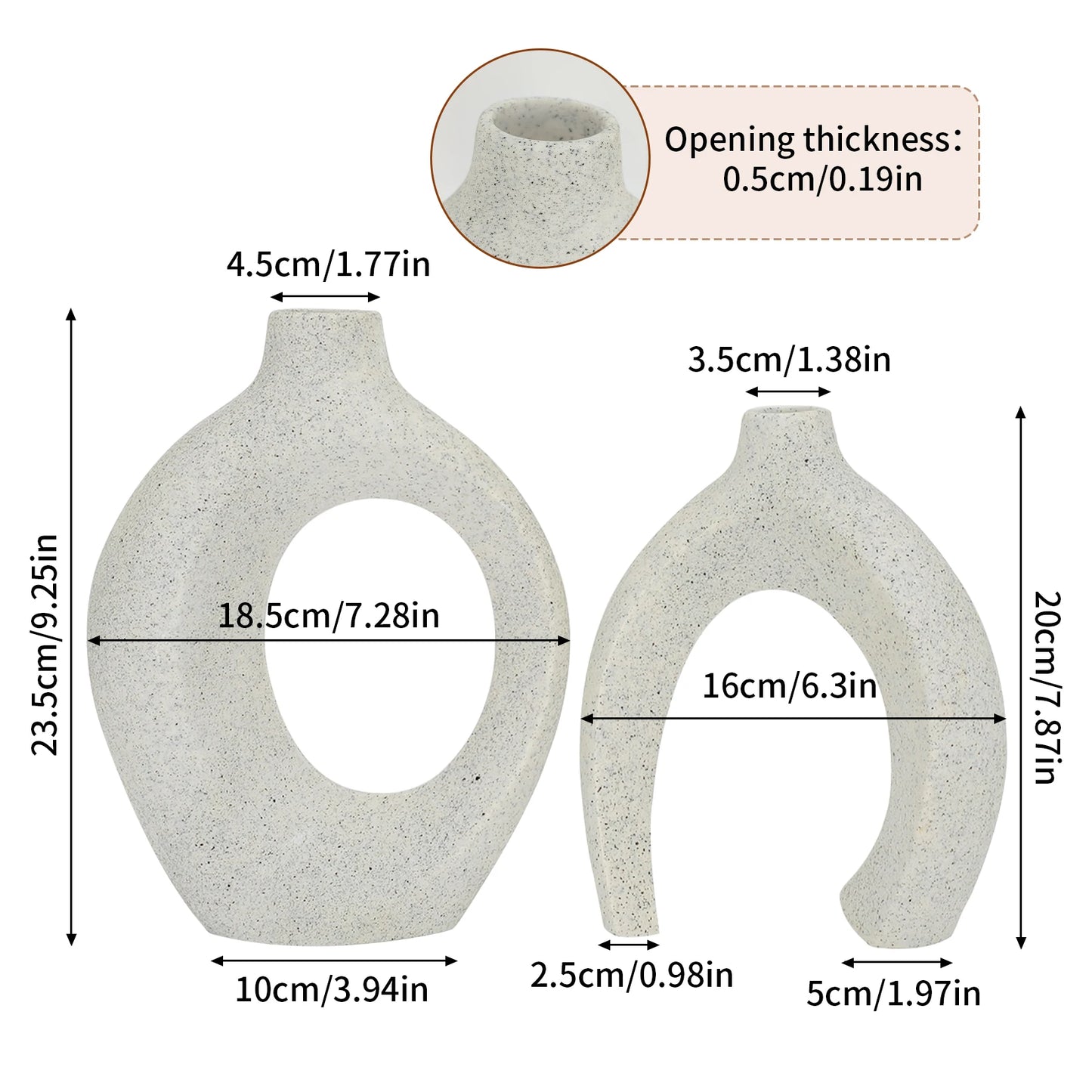 Set of 2 Decorative Hollow Table Vases Modern Resin Tabletop Decor