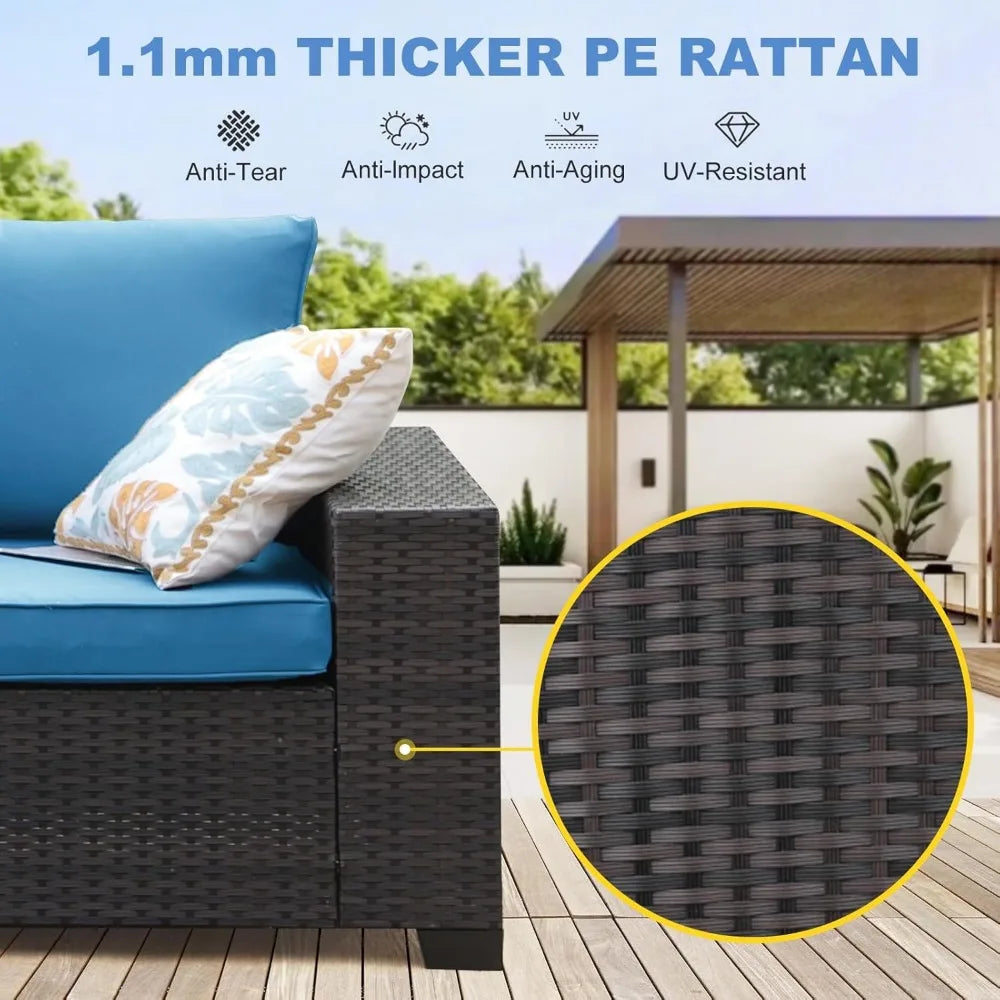 5 Pieces Outdoor Peacock L Shape Patio Furniture Set by SunloungeCo