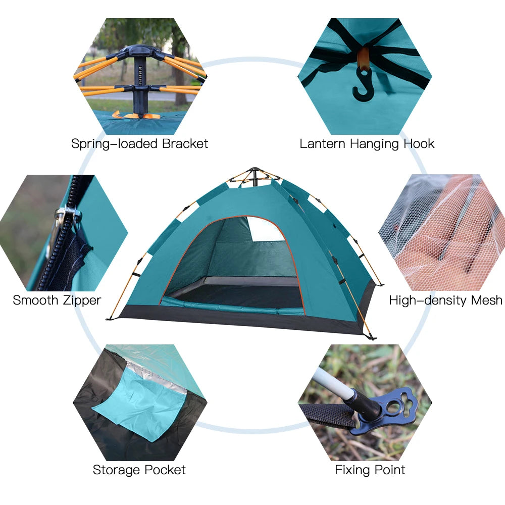 Water-Resistant Outdoor Pop Up Tent for Camping and Hiking