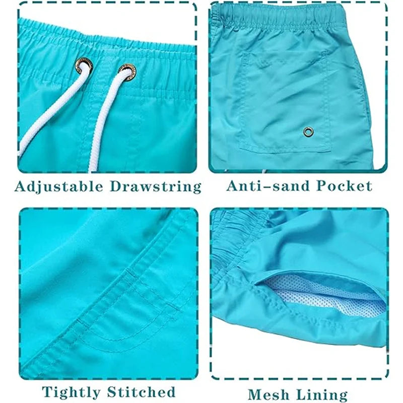 Mens Swim Trunks with Pockets Mesh Liner Quick Dry Shorts