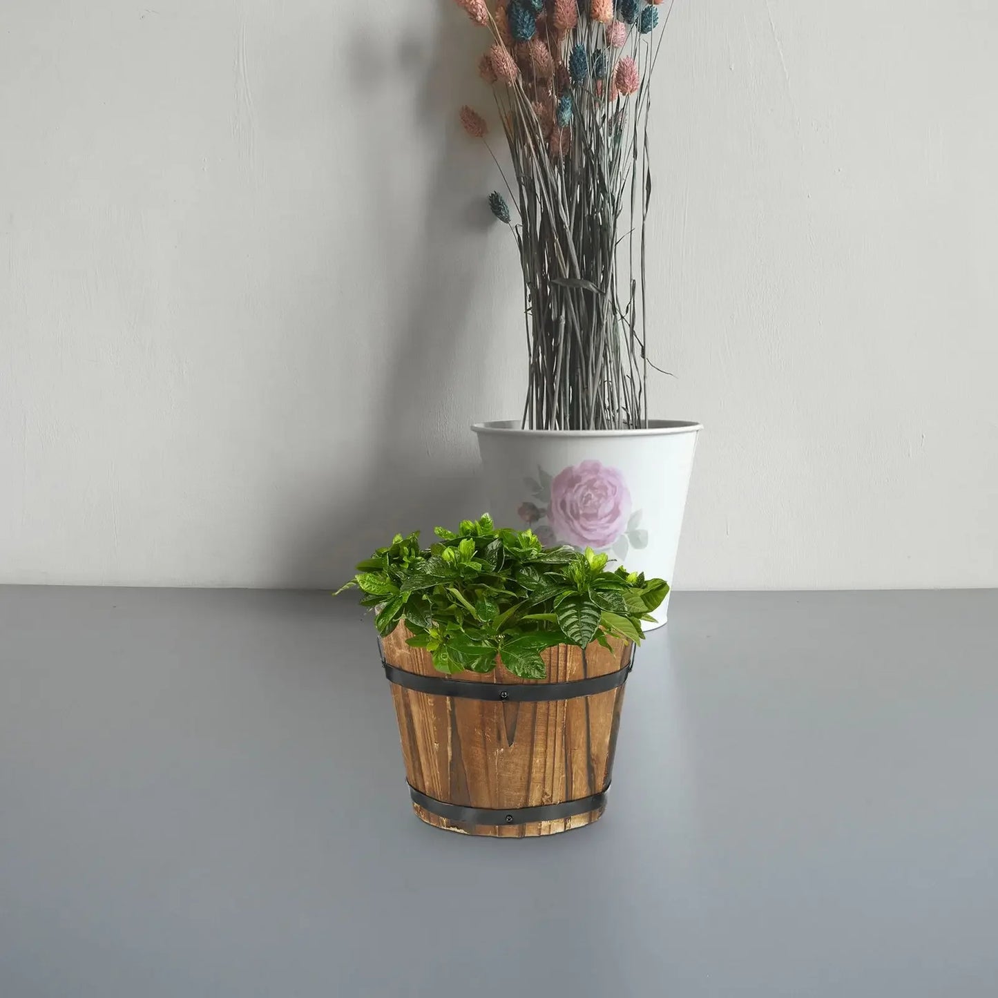 Large Wooden Flower Pot With Handles Classic Style Pine Planter