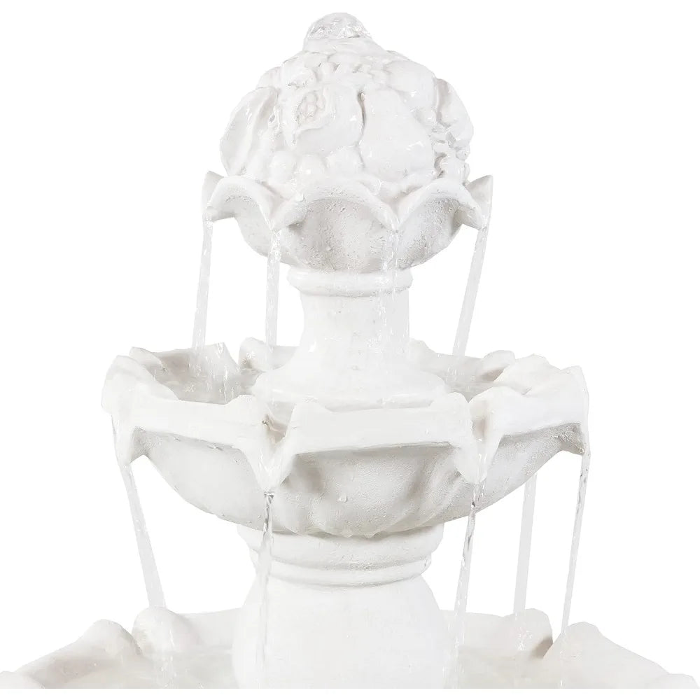 52 Inch High 3 Story Outdoor Fountain Weather Resistant Fiberglass Garden Decor