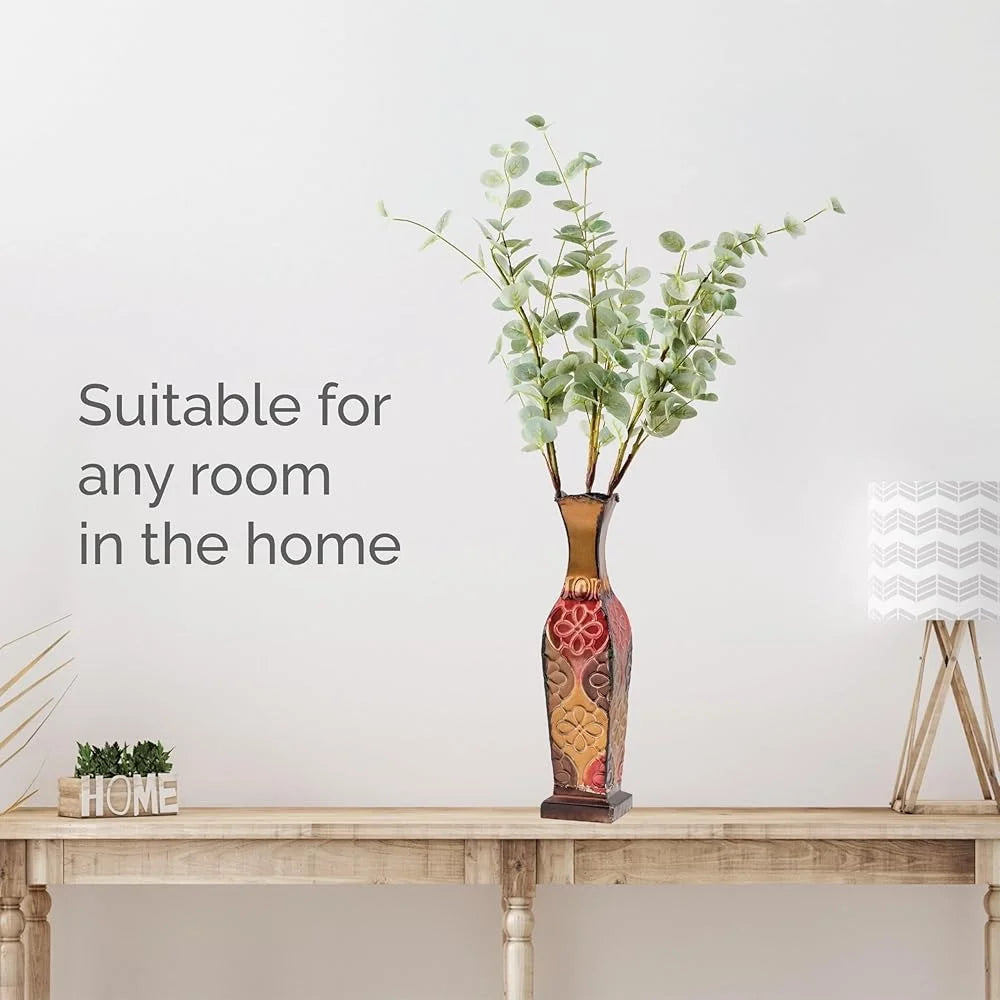 Modern Embossed Decorative Metal Vase with Curved Silhouette and Distressed Gold Finish