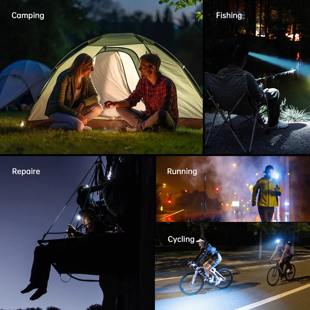 USB C Rechargeable Power Bank Flashlight Aluminum Alloy Camping Hiking Fishing