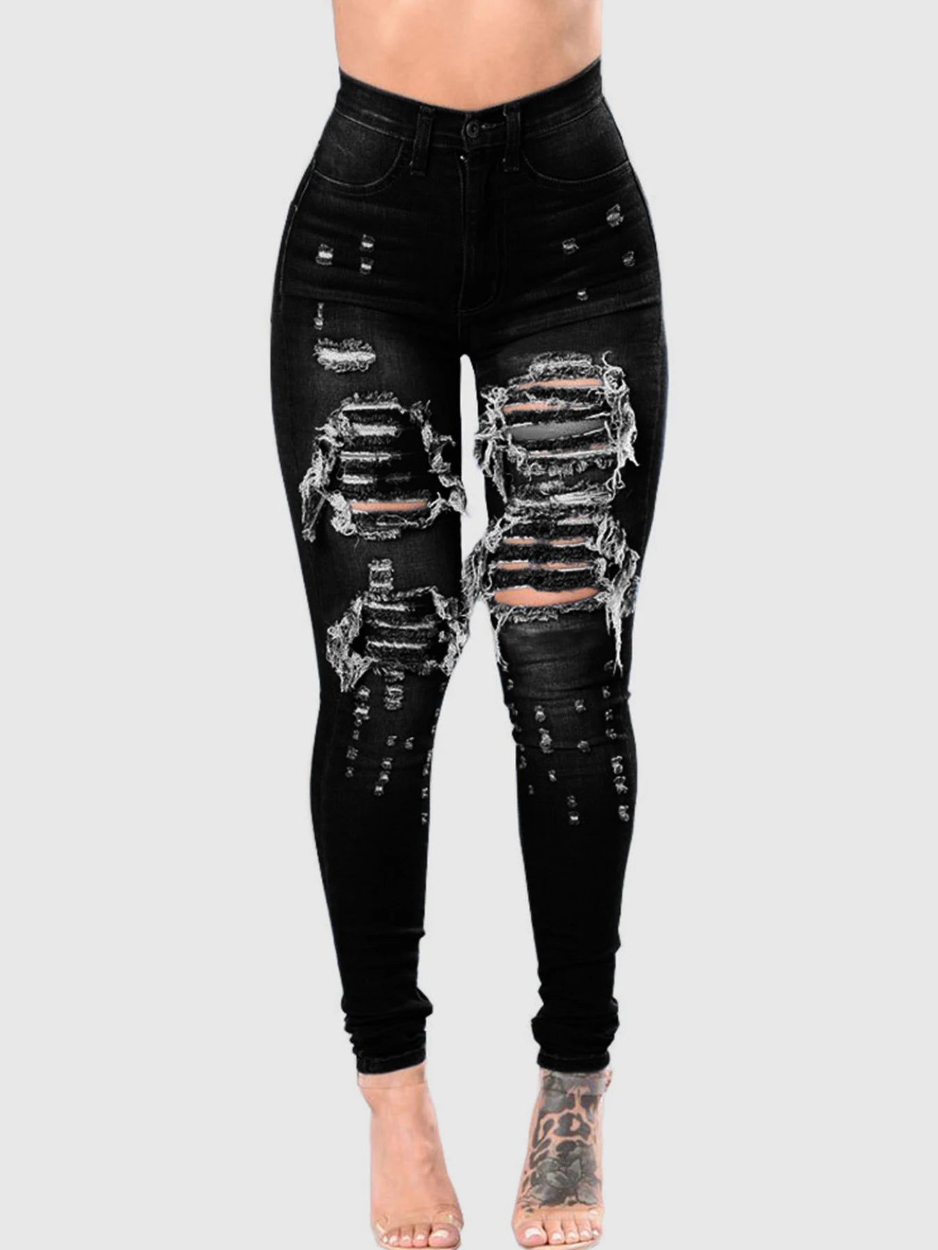Women’s High Waisted Stretch Ripped Slim Fit Jeans