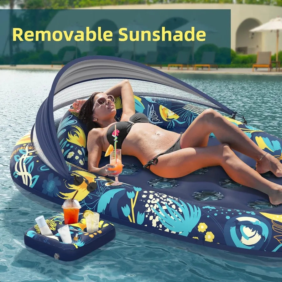 Pool Floats With Canopy And Cup Holder For Adults