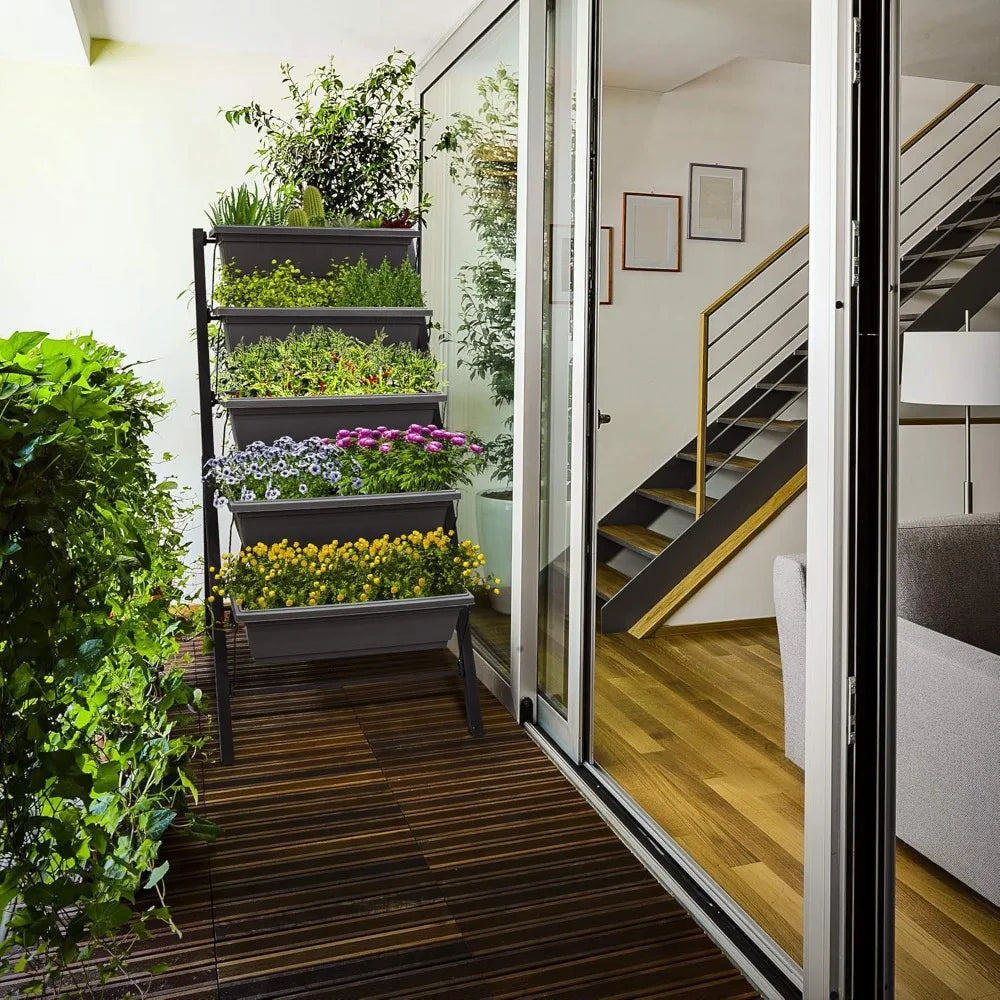 4Ft Vertical Raised Garden Bed 5 Tier Food Safe Planter Box for Indoor and Outdoor Gardening