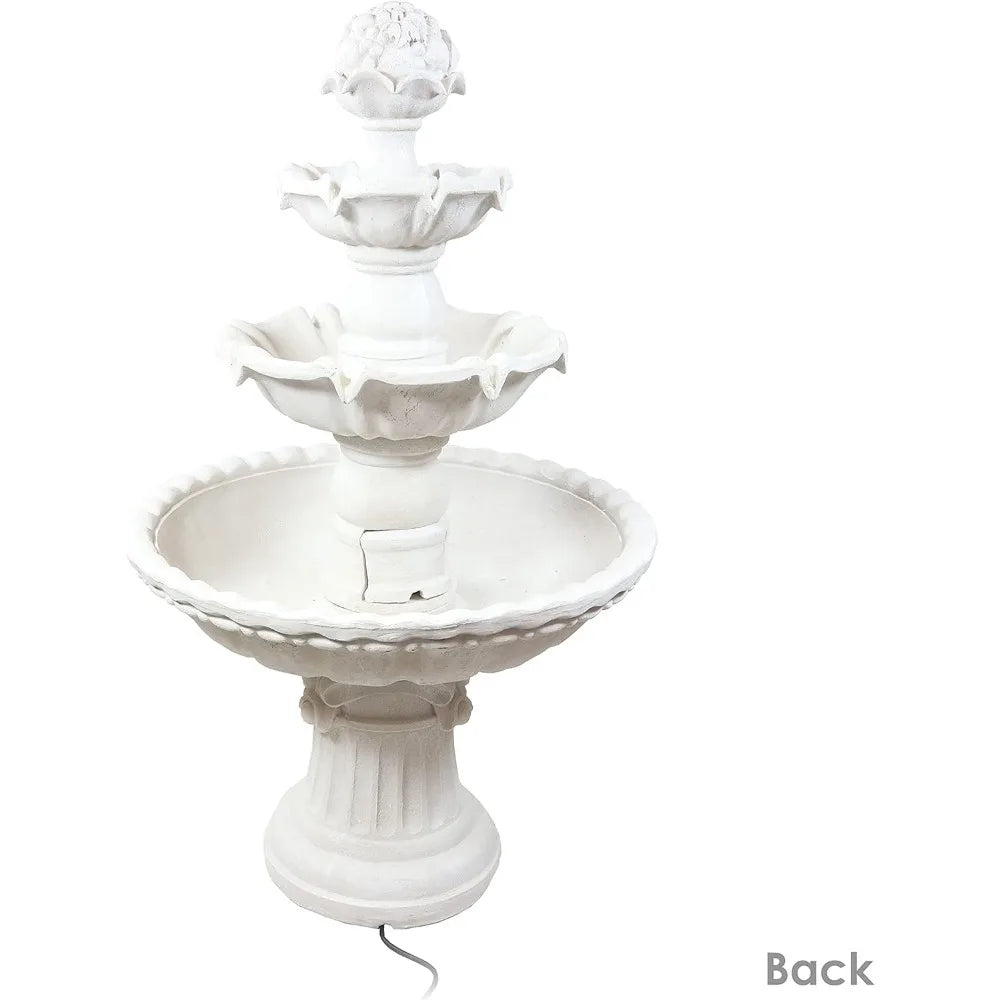52 Inch High 3 Story Outdoor Fountain Weather Resistant Fiberglass Garden Decor