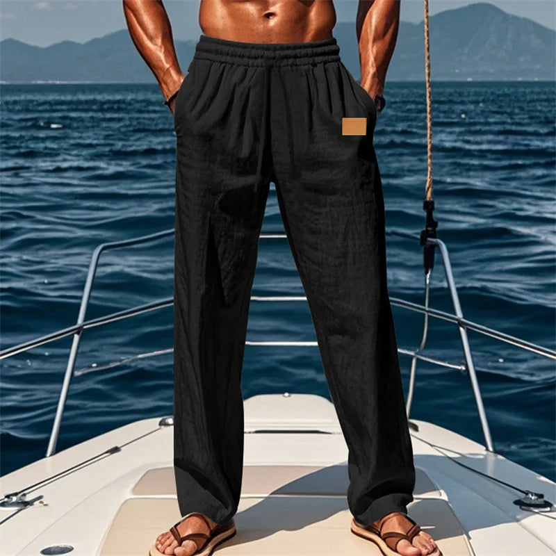Men's Comfortable Elastic Waist Drawstring Pants for Casual Wear