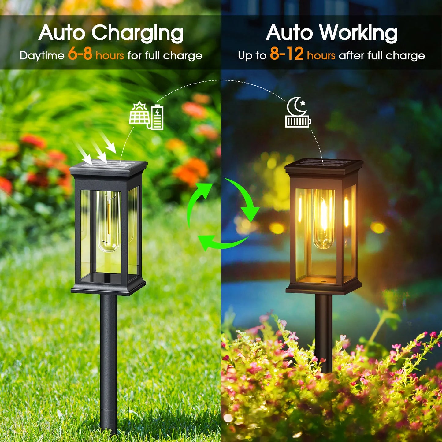 Upgraded Solar Lights 2 6 12 Pack Modern Style LED Outdoor Lighting