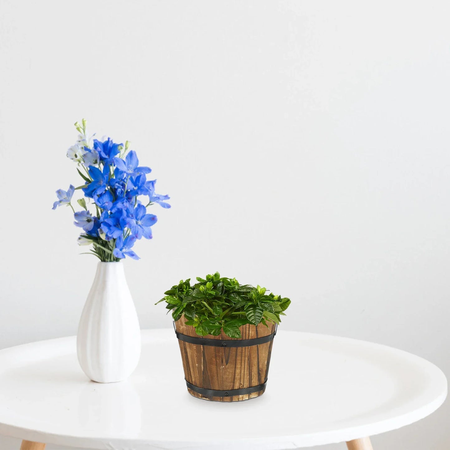 Large Wooden Flower Pot With Handles Classic Style Pine Planter