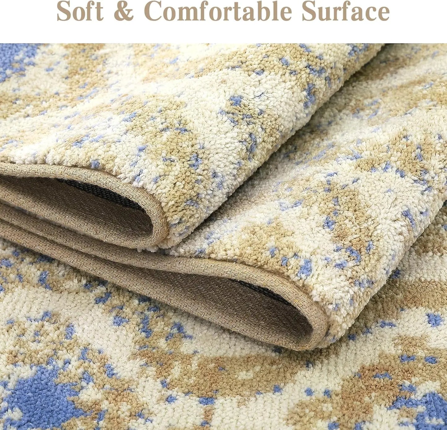 Ultra Soft Area Rug with Cotton Backing 2200GSM Low Pile Abstract Design