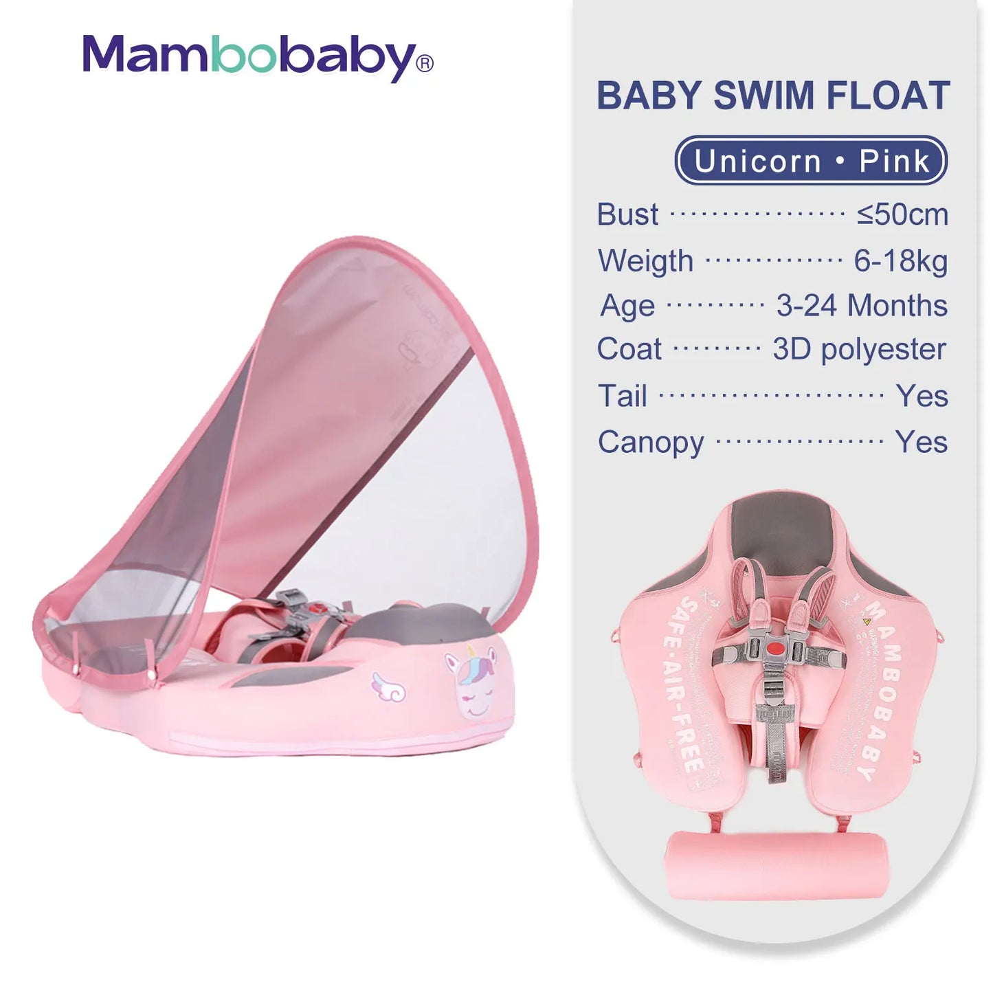 Baby Float With Sunshade Canopy For Infants Aged 0 To 3 Years CE Certified Swimming Aid