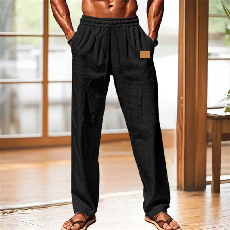 Men's Comfortable Elastic Waist Drawstring Pants for Casual Wear
