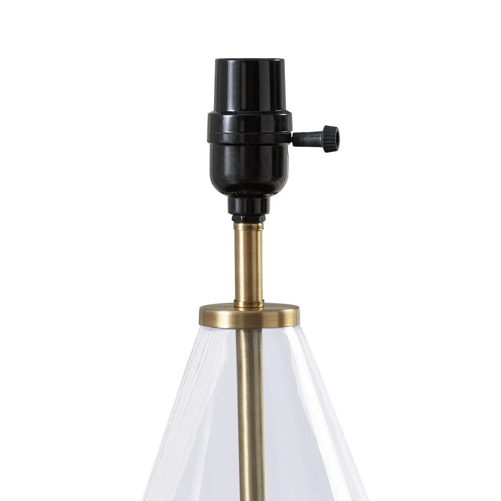 Brass Base Glass Table Lamp Modern Style Desk Lamp with Clear Shade E26 Bulbs Included