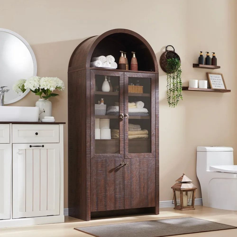 Modern Farmhouse Bookcase w Open Adjustable Shelf Wooden Display Cabinet