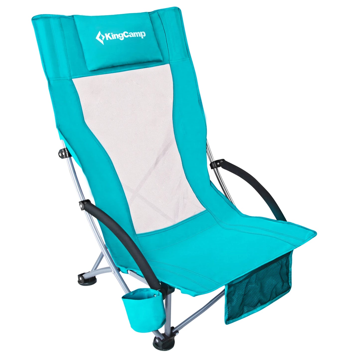 High Back Beach Chair Carbon Steel Netting Foldable Design