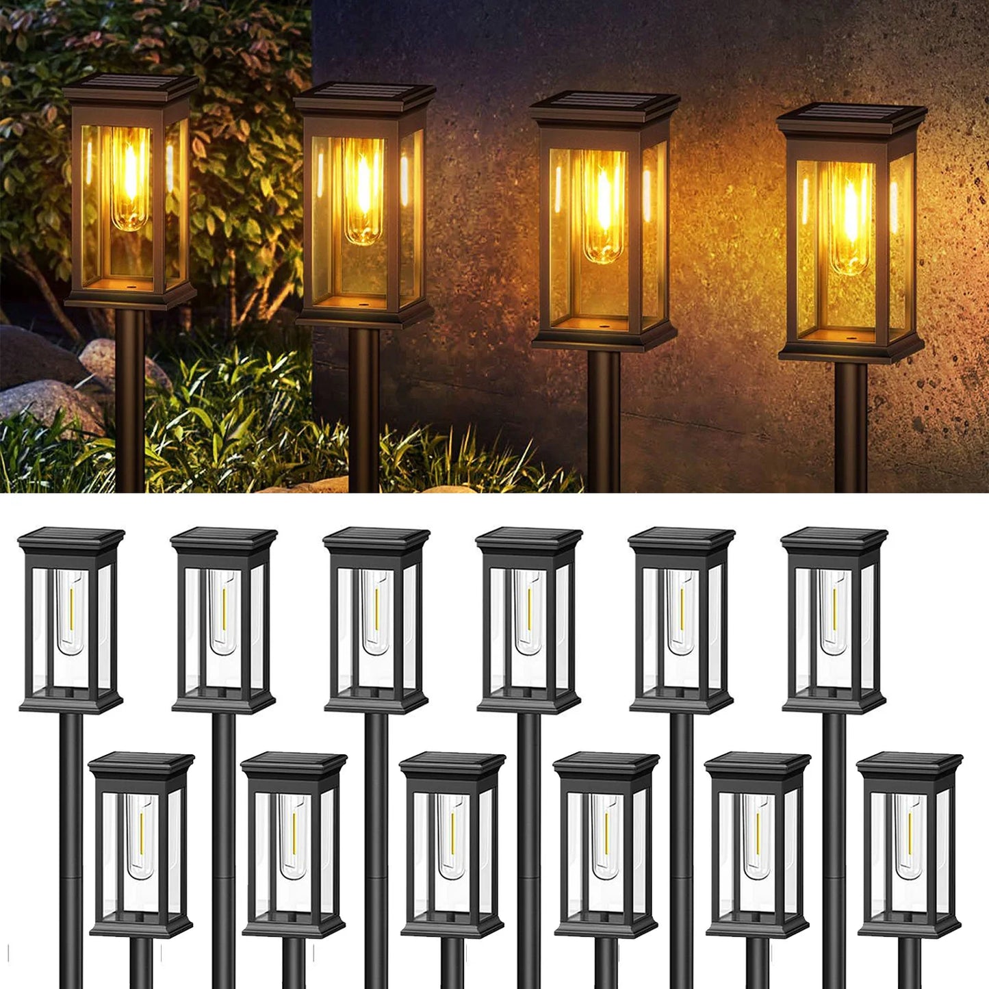 Upgraded Solar Lights 2 6 12 Pack Modern Style LED Outdoor Lighting
