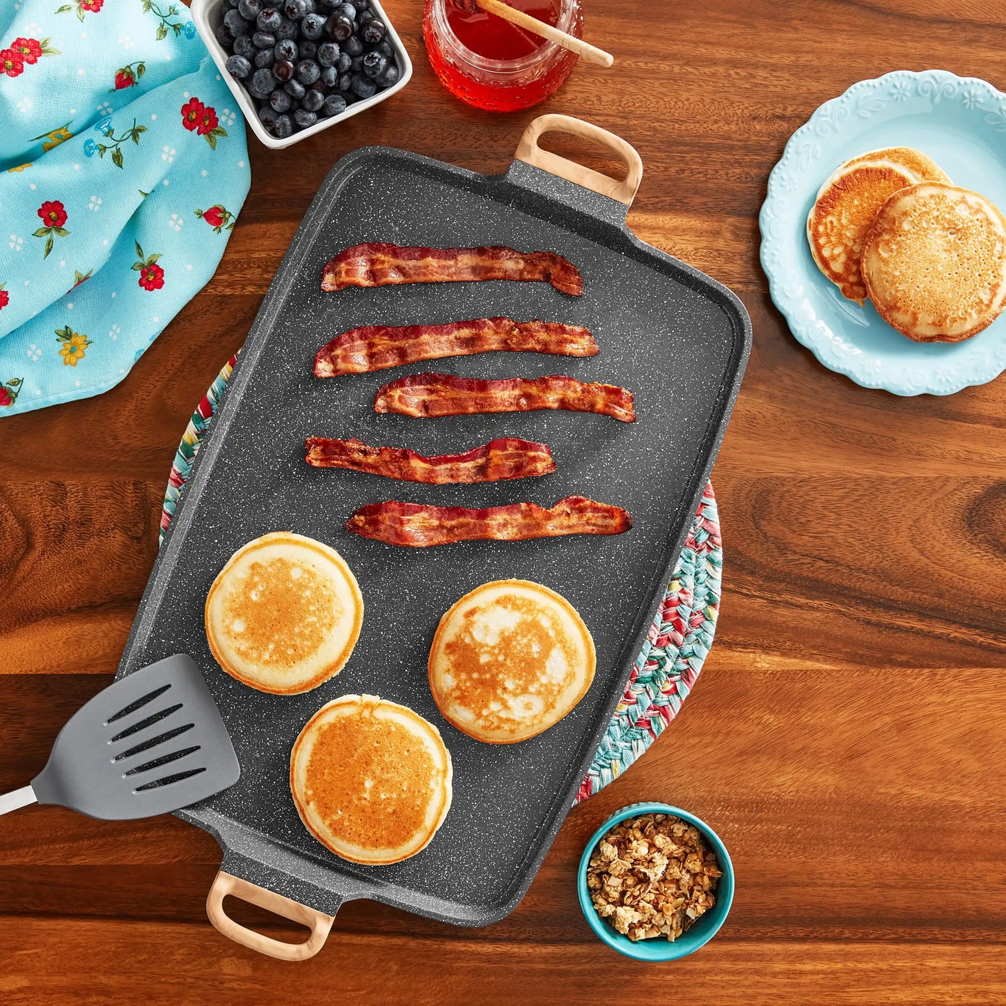 Cast Aluminum Double Griddle 12 Inch x 18 Inch Non Stick Cooking Pan