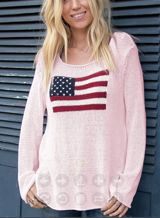 Womens Knit Sweater with O Neck Regular Fit Cotton and Polyester