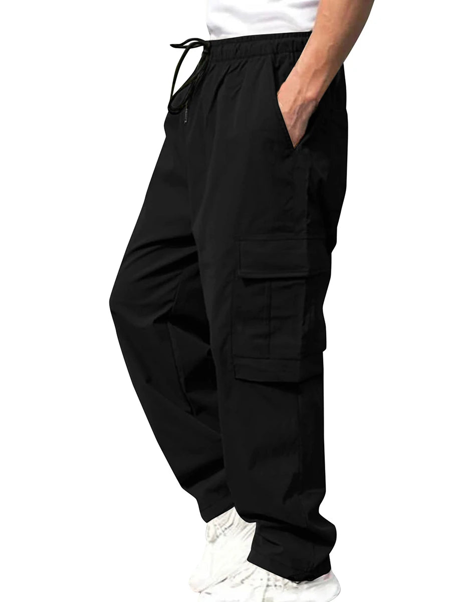 Men's Loose Cargo Pants with Pockets for Casual Wear