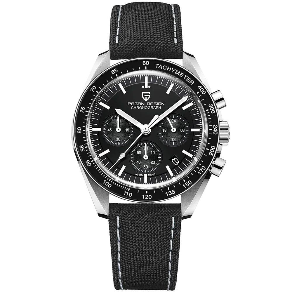 Men's Stainless Steel Quartz Watch with Folding Clasp and Round Dial