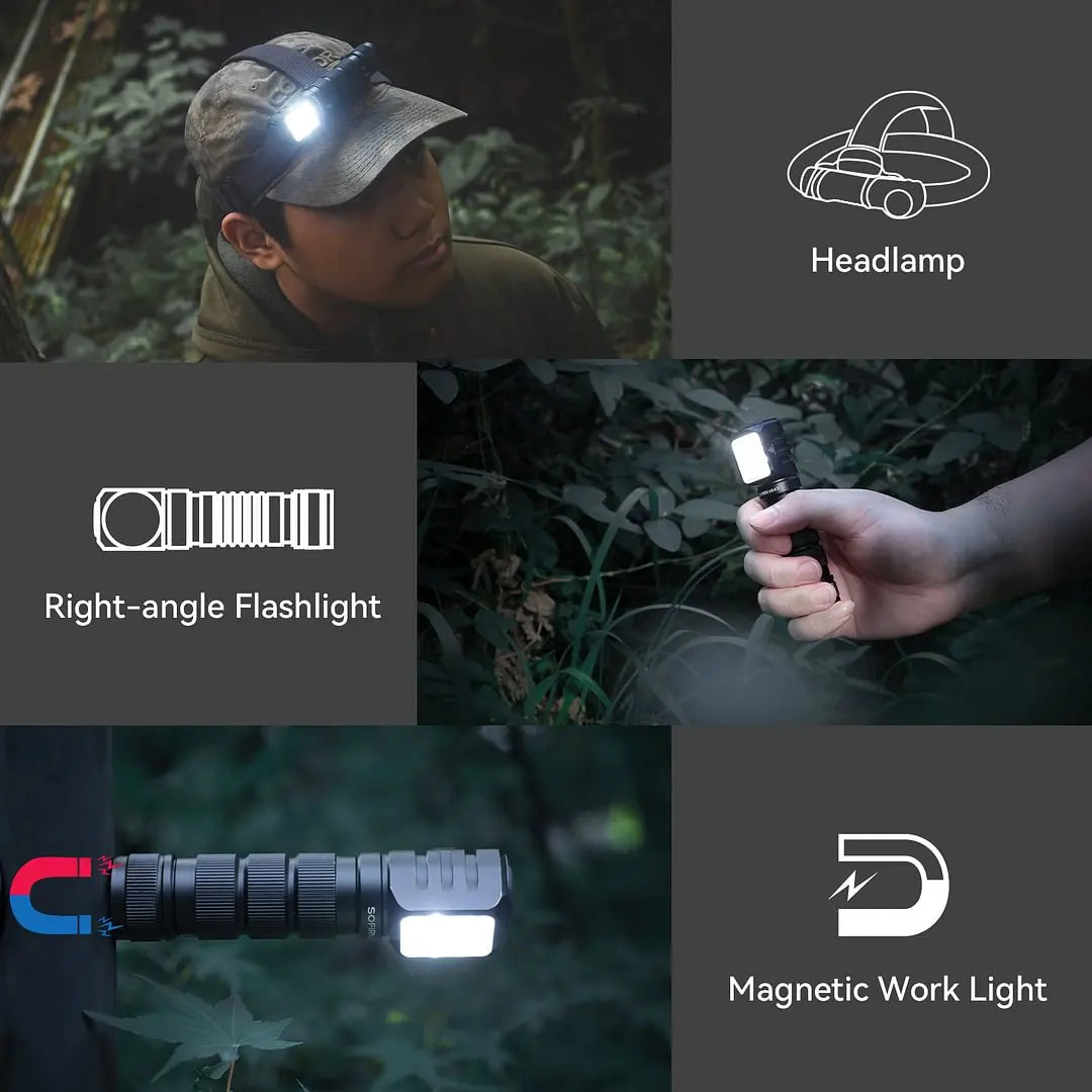 USB C Rechargeable Power Bank Flashlight Aluminum Alloy Camping Hiking Fishing