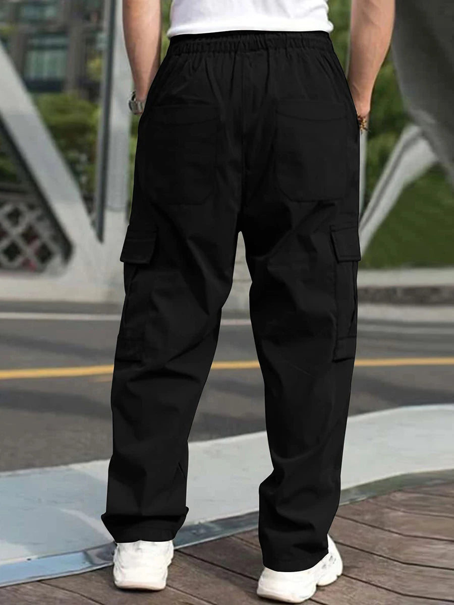 Men's Loose Cargo Pants with Pockets for Casual Wear