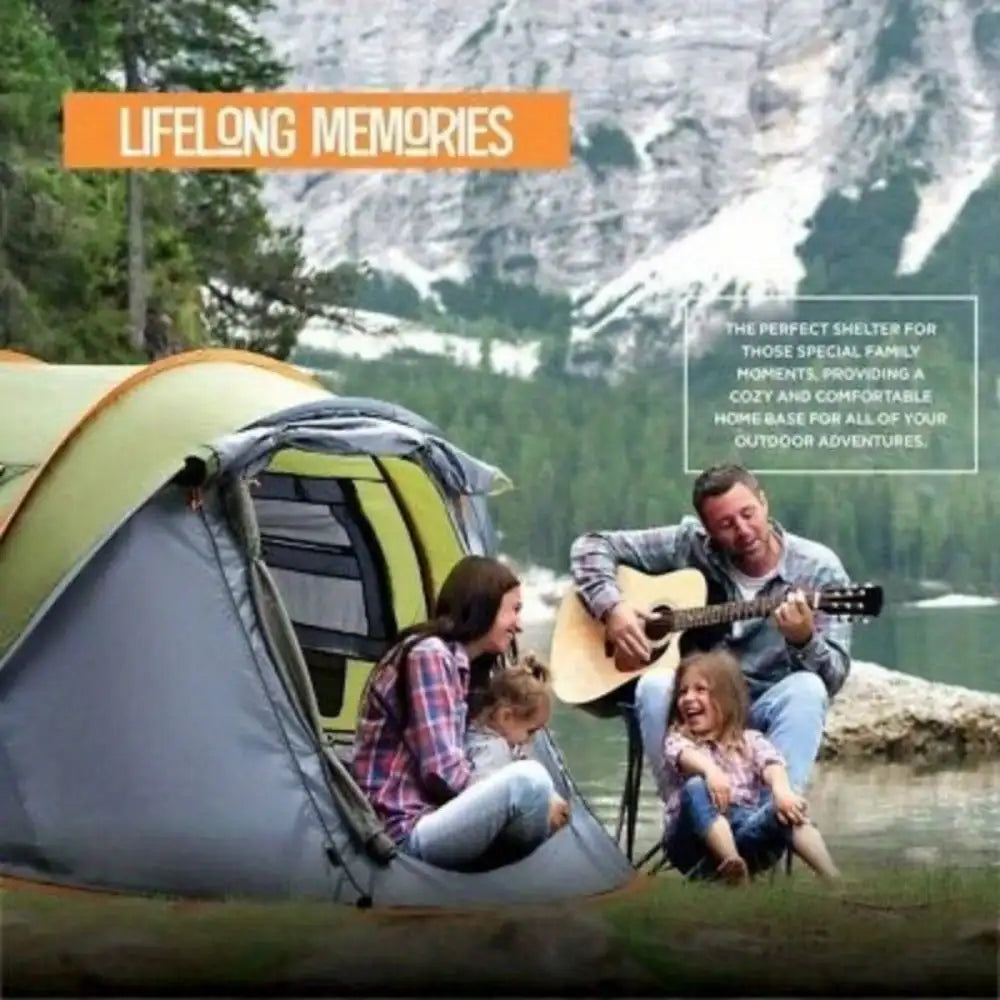 4 Person Easy Pop Up Tent Quick Automatic Opening Double Layer Synthetic Fibres
