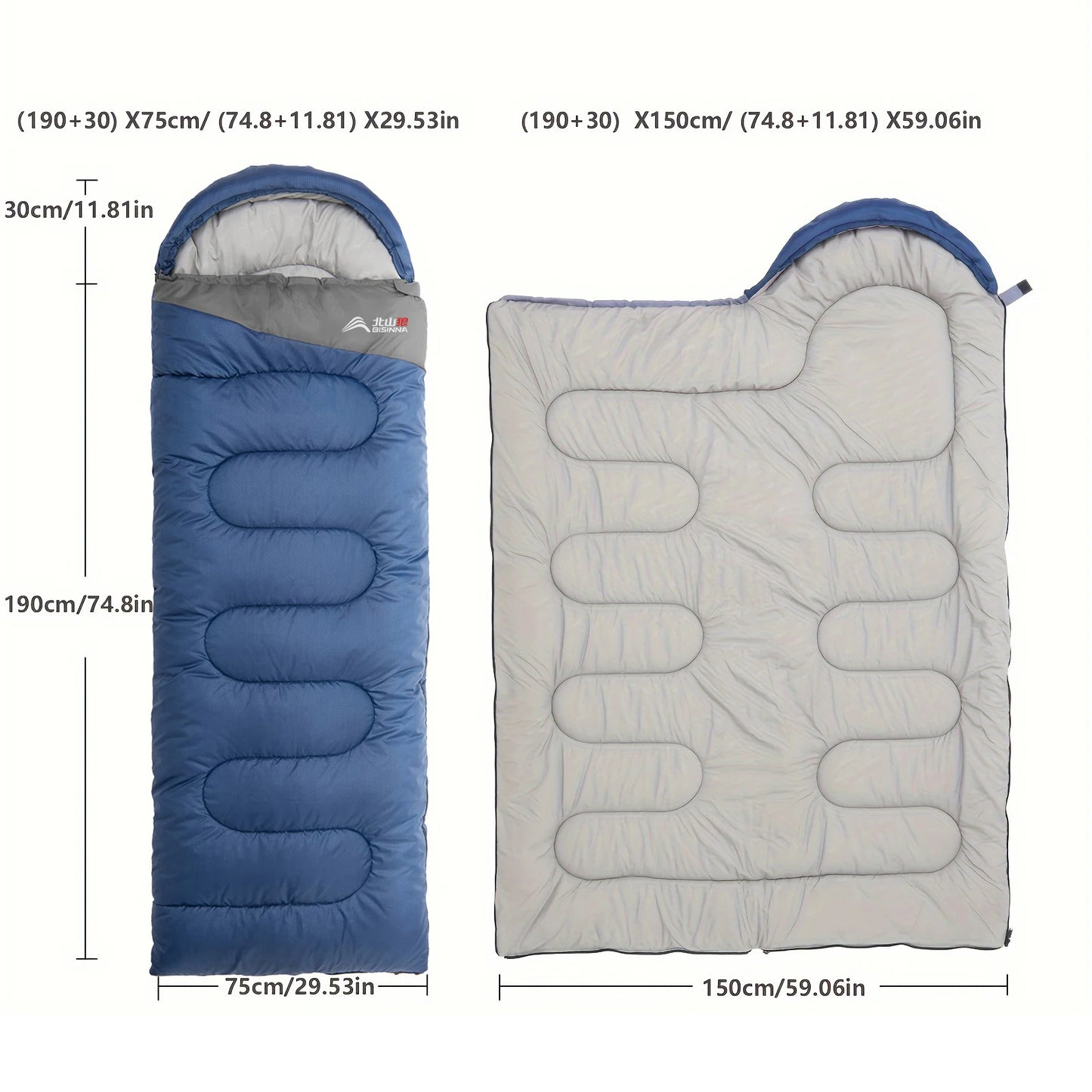 Camping Sleeping Bag Waterproof Adult Cotton Terylene Winter Splic 5 to 0 Degrees