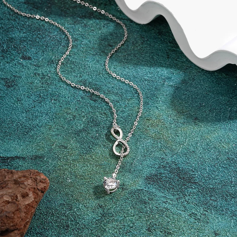 Elegant Silver Infinity Necklace for Women with Moissanite