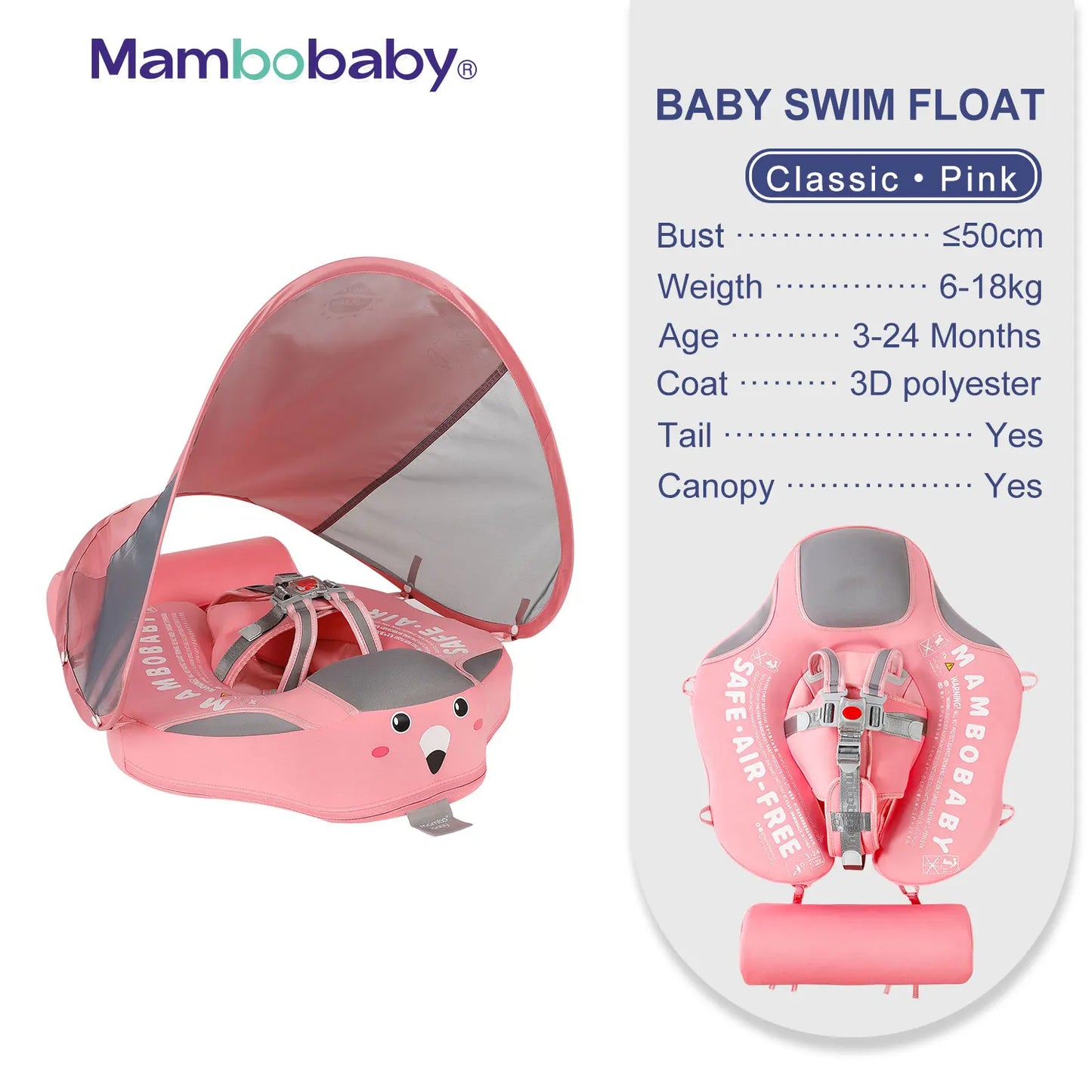 Baby Float With Sunshade Canopy For Infants Aged 0 To 3 Years CE Certified Swimming Aid