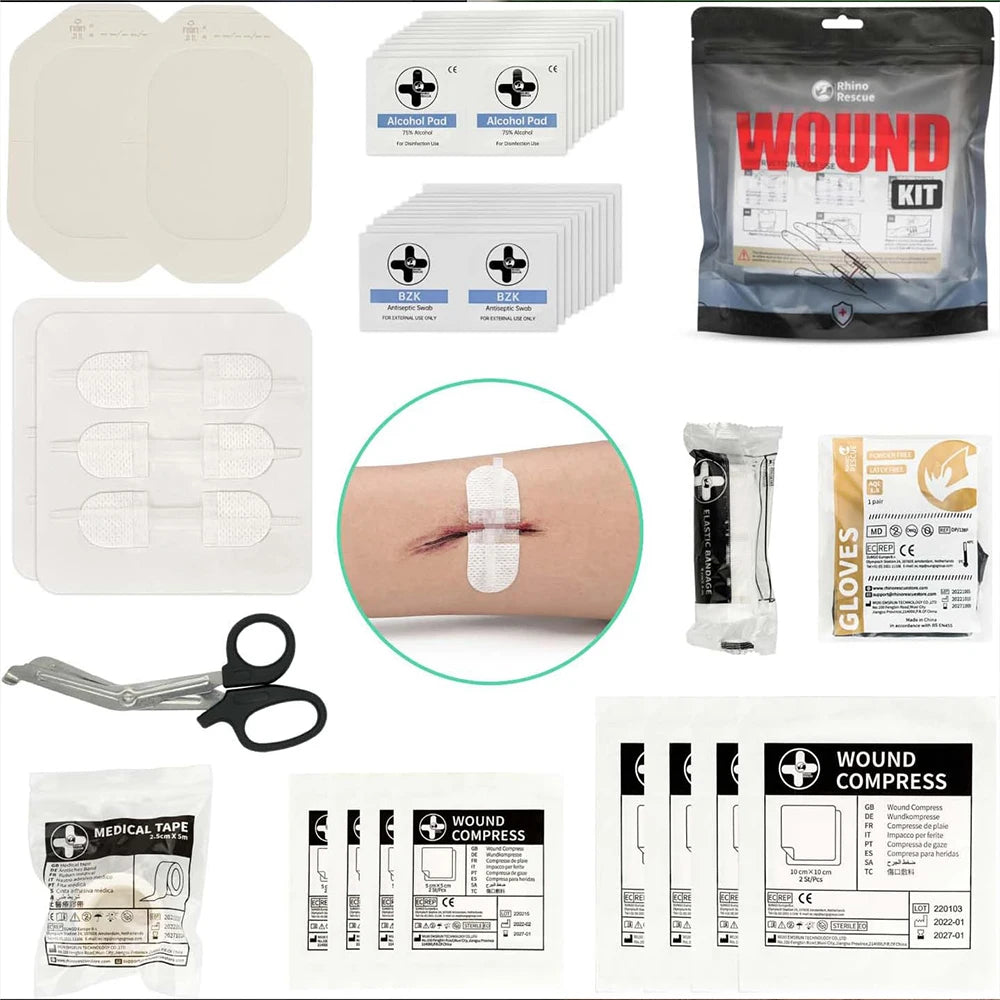 6 Piece Wound Closure Strips Kit with Disinfectant Pads and Dressings