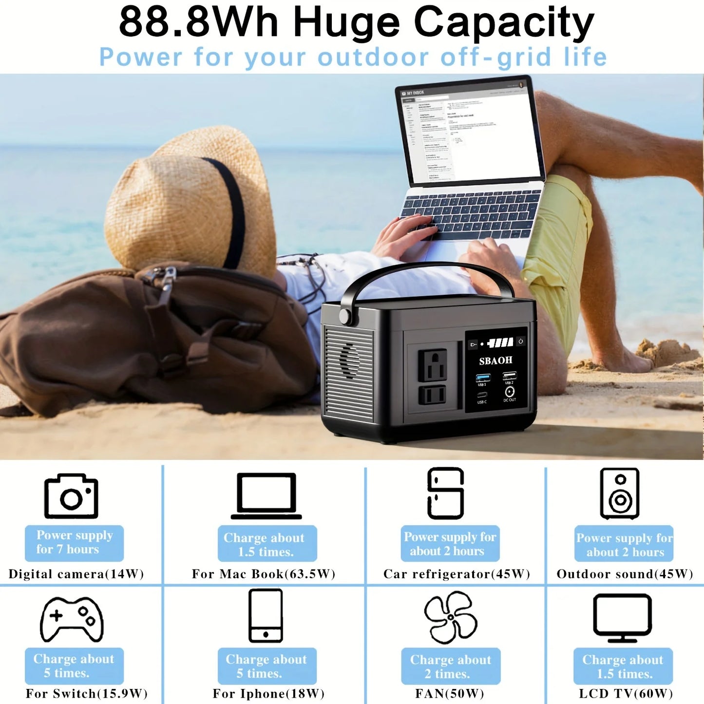 Portable Power Station P86 88.8Wh 3.7V LiFePo4 Battery