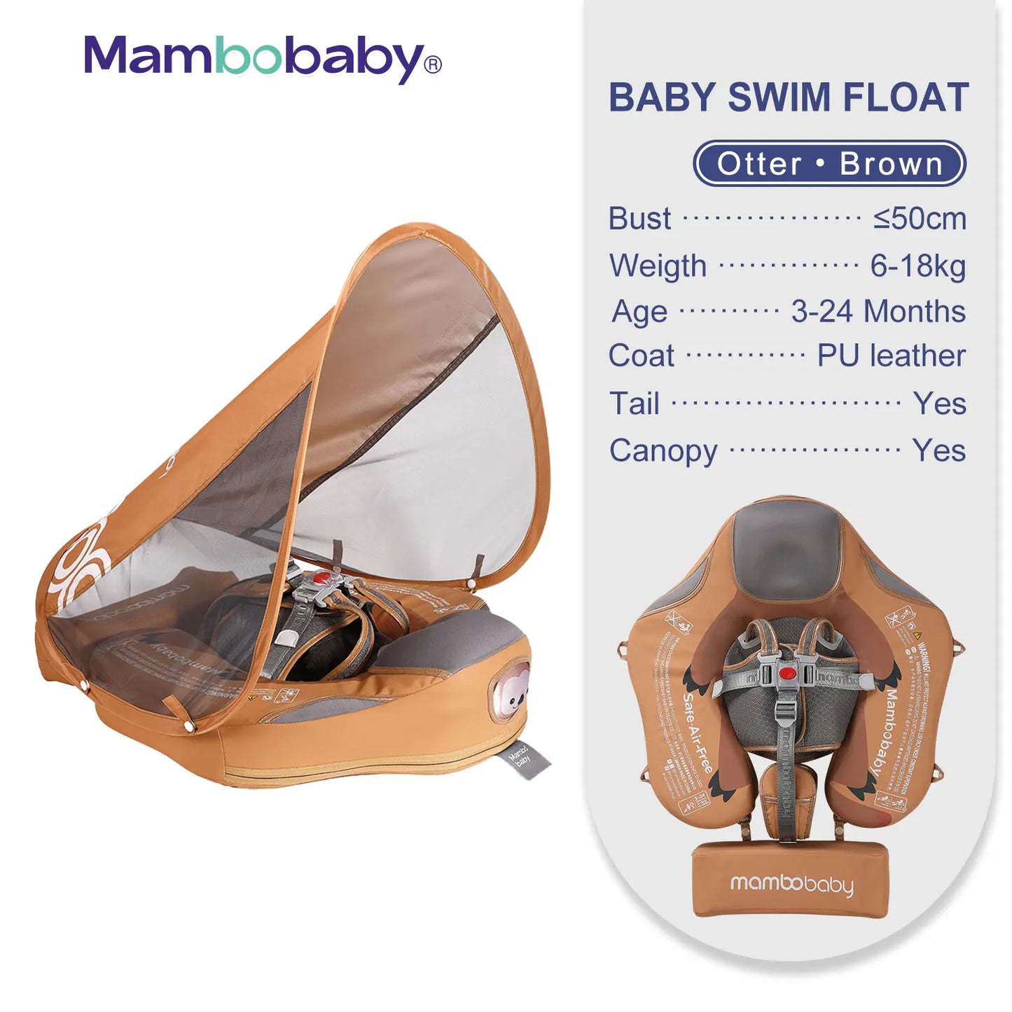 Baby Float With Sunshade Canopy For Infants Aged 0 To 3 Years CE Certified Swimming Aid