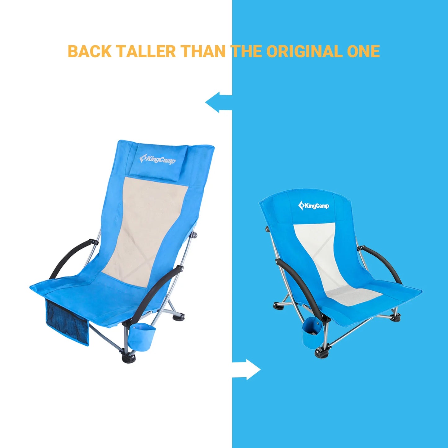 High Back Beach Chair Carbon Steel Netting Foldable Design