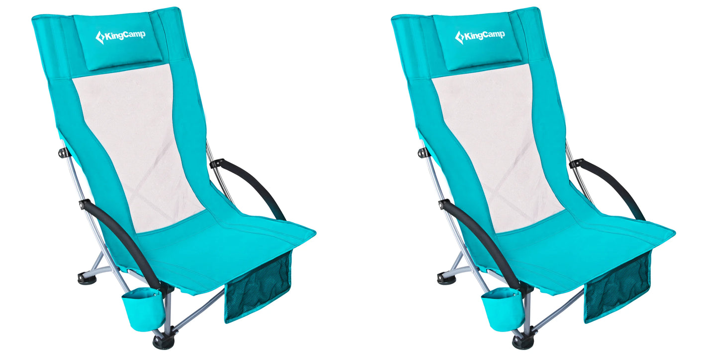 High Back Beach Chair Carbon Steel Netting Foldable Design